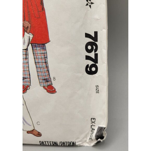 McCalls Pattern Boys Teen Boy Robe or Jacket Pajamas Size B X-Large 7679 UNCUT - Picture 2 of 3
